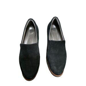 Earth Black Suede Slip-On Women's Wedge Shoes Size 7 With Rubber Soles